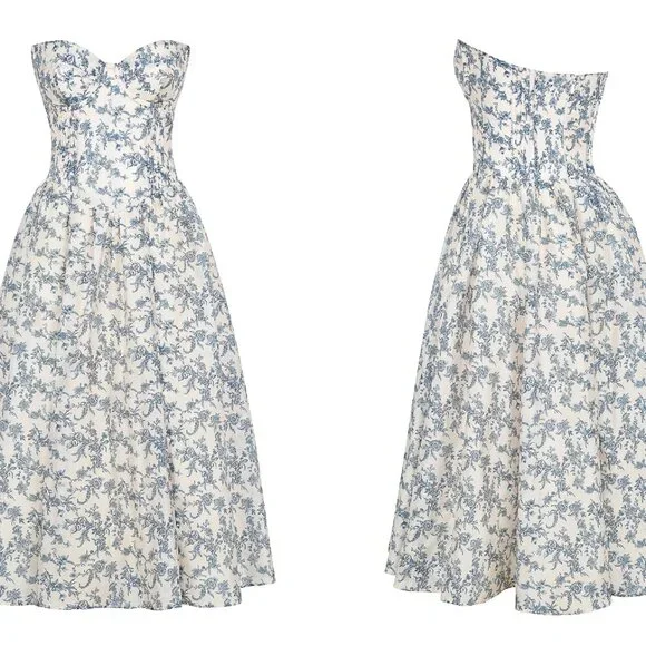 House of CB 'Bennett' English Porcelain Print Strapless Sundress NWOT - Picture 9 of 9